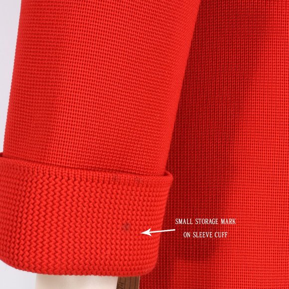 L XL Vintage 60s Gold Crown Le Roy Red Double Knit Simple Mod Cardigan w Pockets - Picture 8 of 9